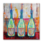 Pop art painting featuring three colorful Dom Perignon bottles in a vibrant arrangement.