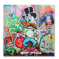 Scrooge McDuck sitting on cash canvas painting